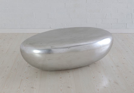 Silver leaf river stone table by Jason Phillips